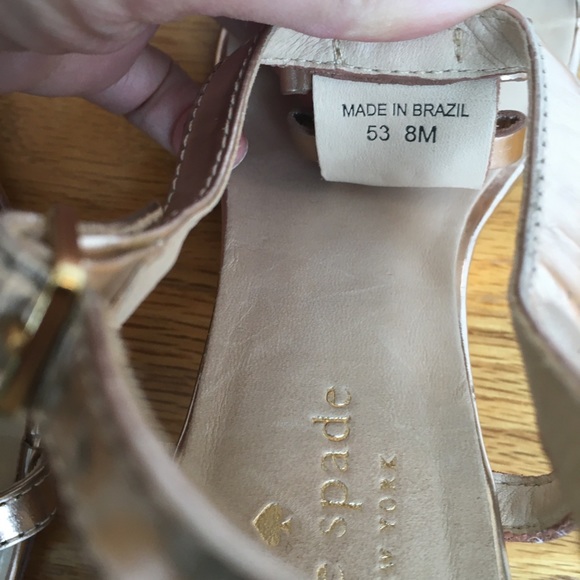 Kate Spade Rose Gold Studded Bow Wedge Sandals Size 8 - Picture 7 of 13